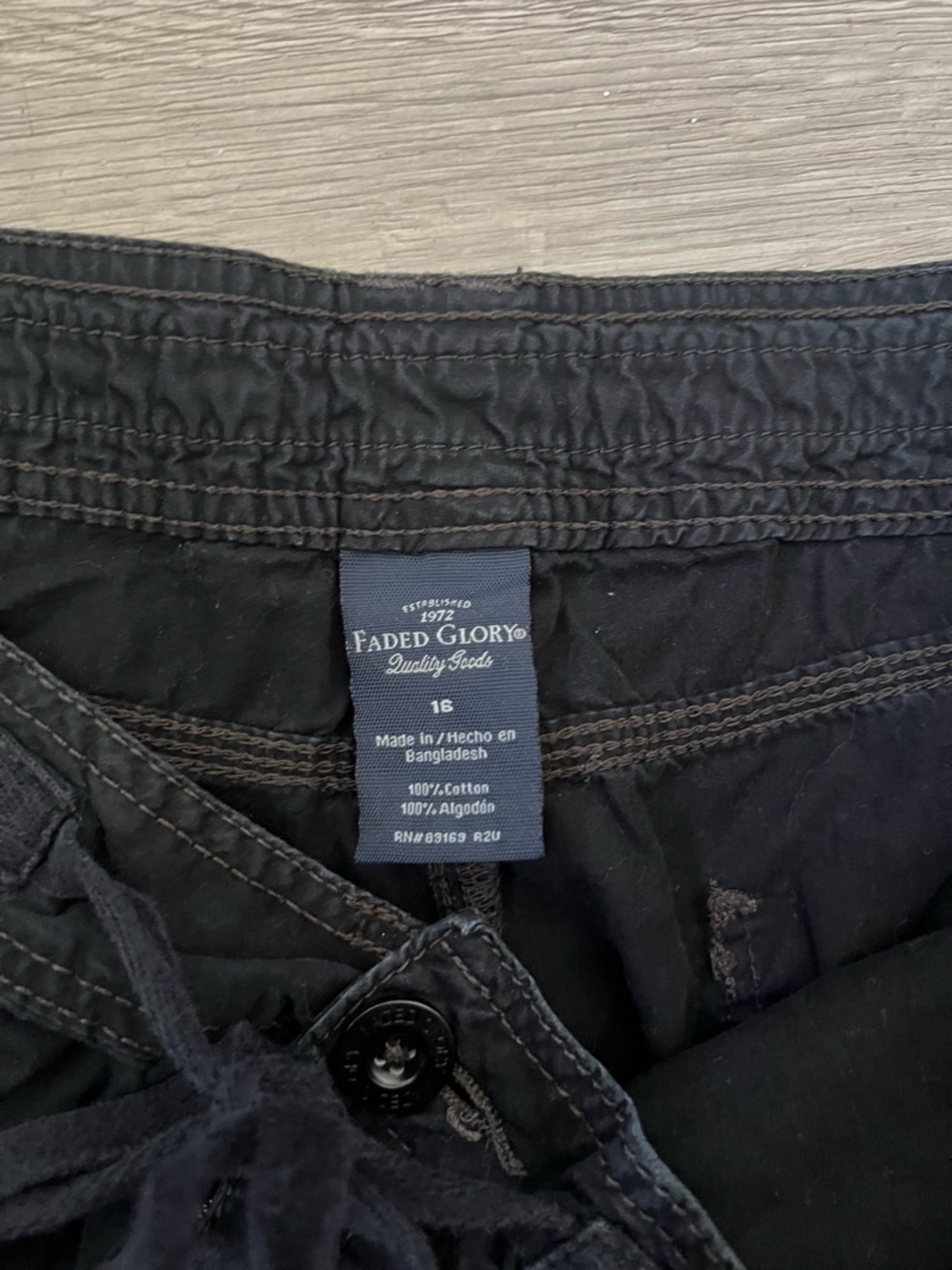 Faded Glory Black Women's Drawstring Utility Shorts